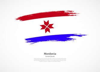 Happy national day of Mordovia with national flag on grunge texture