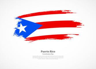 Happy constitution day of Puerto Rico with national flag on grunge texture