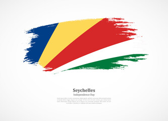 Happy independence day of Seychelles with national flag on grunge texture