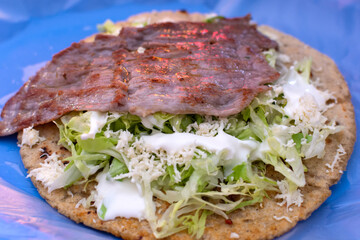 Tacos, typical Mexican food. Plate of Mexican food.
