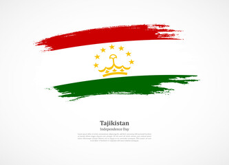 Happy independence day of Tajikistan with national flag on grunge texture