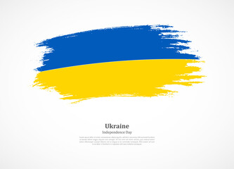 Happy independence day of Ukraine with national flag on grunge texture