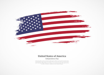 Happy independence day of United States of America with national flag on grunge texture