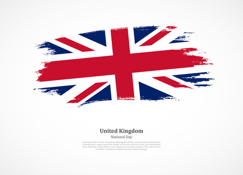 Happy national day of United Kingdom with national flag on grunge texture