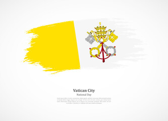 Happy national day of Vatican City with national flag on grunge texture