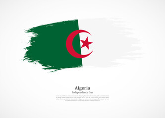 Happy independence day of Algeria with national flag on grunge texture