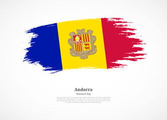 Happy national day of Andorra with national flag on grunge texture