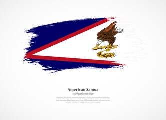 Happy independence day of American Samoa with national flag on grunge texture