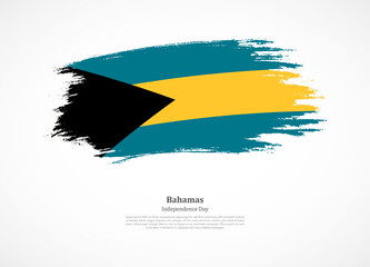 Happy independence day of Bahamas with national flag on grunge texture