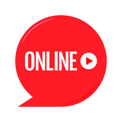 Online Stream. Red symbol of direct speech and direct speech, speech, online speech. Vector illustration.