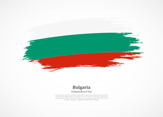 Happy independence day of Bulgaria with national flag on grunge texture