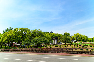 熊本城　街並み道路からの景色 Kumamoto Castle Cityscape View from the road...