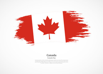 Happy Canada day with national flag on grunge texture
