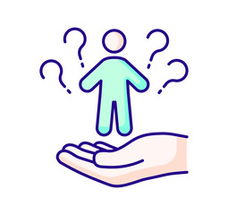 color icon, a person who does not know what to do, support
