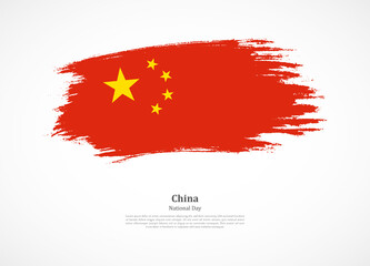 Happy national day of China with national flag on grunge texture