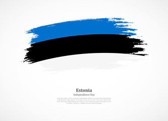 Happy independence day of Estonia with national flag on grunge texture