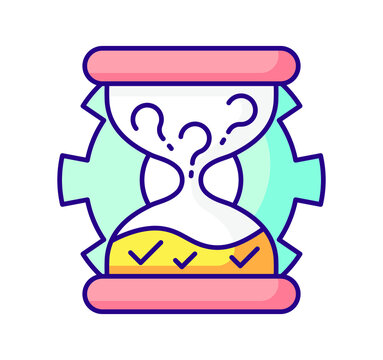 recommend clip art: color icon, hourglass, question marks turn into solutions