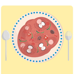 Premium vector material of cartoon spaghetti and fork, spoon