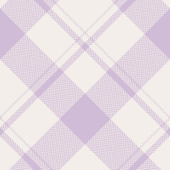 Plaid pattern herringbone in pastel lilac. Seamless asymmetric basic tartan check graphic vector background for flannel shirt, skirt, scarf, jacket, other modern spring summer fashion textile print.