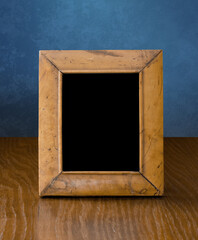 frame on table, blue wall