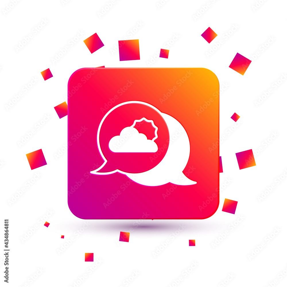 Poster white location cloud icon isolated on white background. square color button. vector