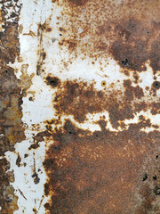 texture of old metal plates lying on top of each other and exposed to weather conditions, covered with rust, corrosion and rotted to holes