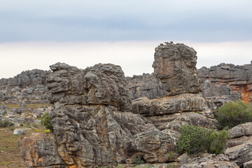 Fototapeta na wymiar Interesting stone formation, that looks like faces, in the Cederberg Mountains in the Western Cape of South Africa