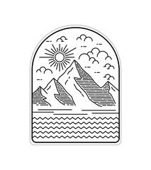 vector design of mountain and wide plains scenery