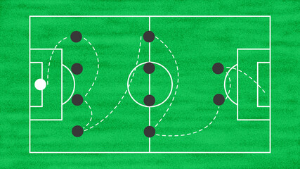 Soccer of Football Field with 442 Tactic Formation with Line