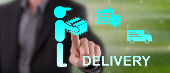 Man touching a delivery concept