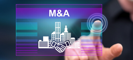 Man touching a m&a concept