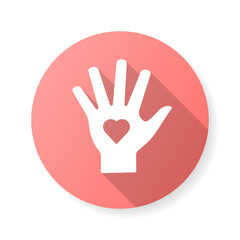 Philanthropist icon with long shadow for graphic and web design.