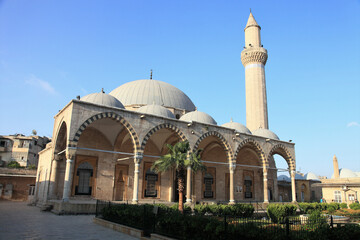 Husreviye Mosque was built in the 16th century during the Ottoman period. A view from the north facade of the mosque. Aleppo, Syria