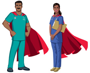 Indian Nurse Superheroes on White
