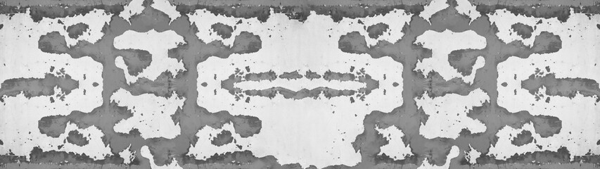 Abstract gray grey white grunge peeled off exfoliated weathered damaged  steel metal wall wallpaper texture background banner panorama