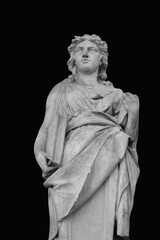 Ancient statue of the goddess of wisdom, justice and victory Athena. She is also the patroness of knowledge. She holds the book in her hand.