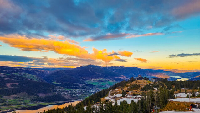 sunset in the mountains in kvitfjell gudbrandsdalen