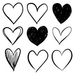 Doodle hearts collection. hand drawn love heart. vector illustration