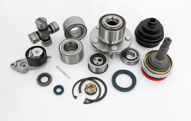 Car parts on  white background