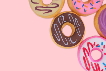 Doughnut or Donut on pink background