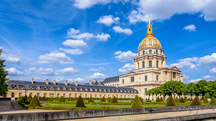 Fototapeta na wymiar Panoramic view of the Hotel des Invalides in Paris, France