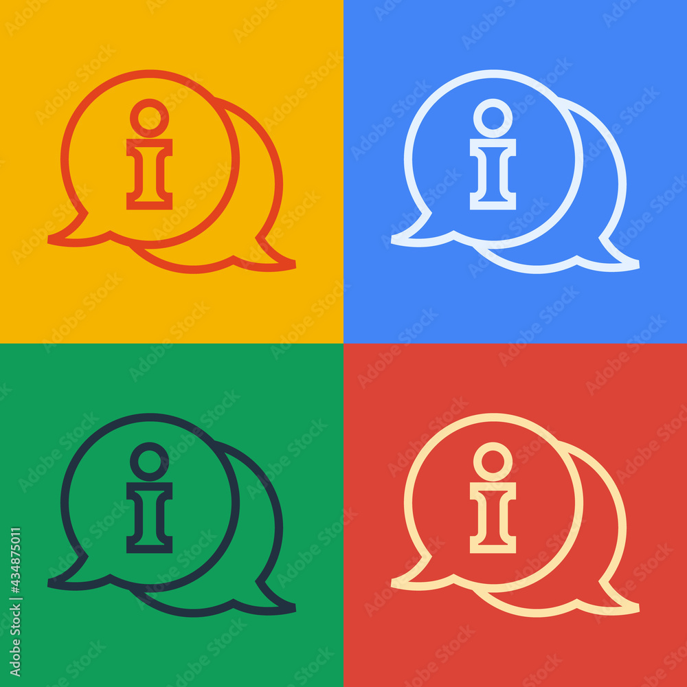 Poster pop art line information icon isolated on color background. vector