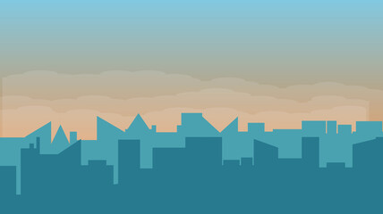 Silhouette of Industrial City in the Early Morning Magic Hour Illustration