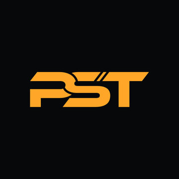 pst modern letter logo design with black background 