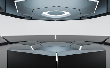 futuristic product showcase podium 3d render illustration