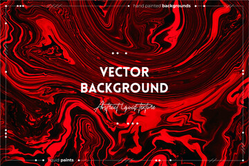 Fluid art texture. Background with abstract iridescent paint effect. Liquid acrylic artwork with flows and splashes. Mixed paints for background or poster. Red, black and orange overflowing colors.