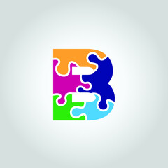 Multi color Puzzle B logo modern illustration template vector