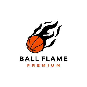 basket ball fire flame logo vector icon illustration