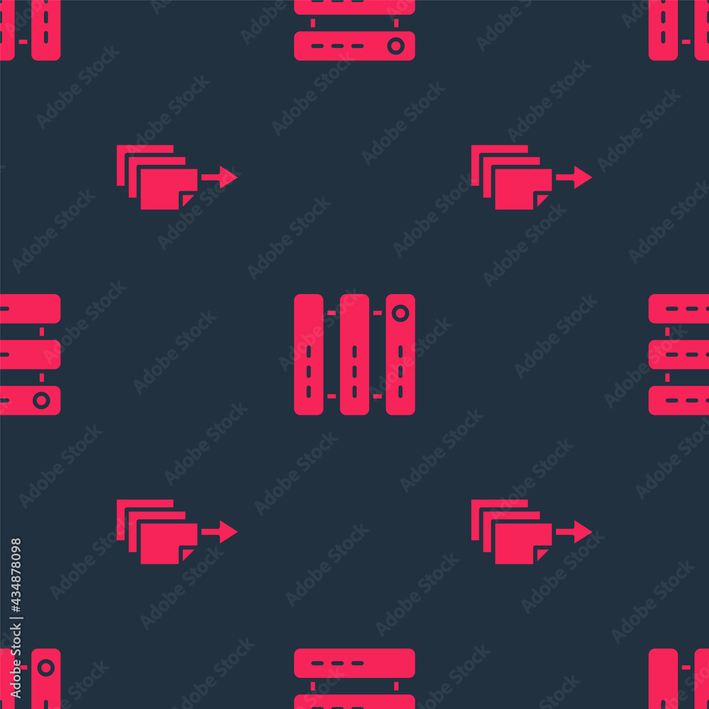 Poster set data export and server, data, web hosting on seamless pattern. vector