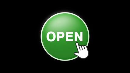 Open Button Click on Black Background